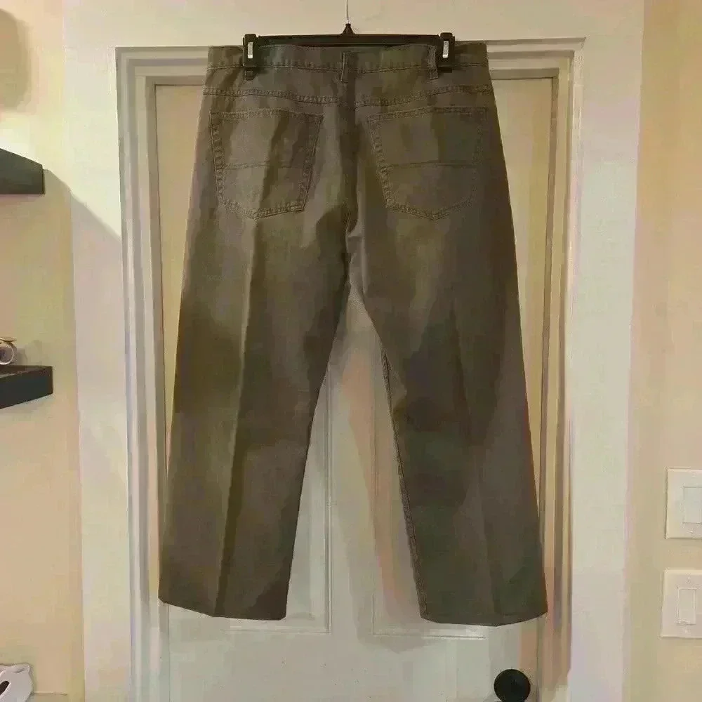Kenneth Cole Mens Straight Leg Relaxed Fit Cotton Jeans Taupe Size 38W